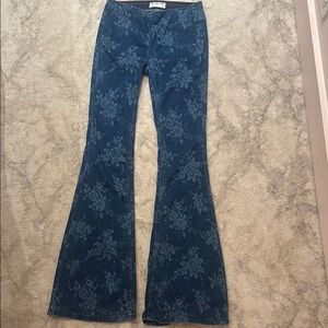 We The Free Blue Floral Flare Pants